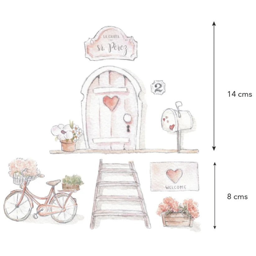 Vinilo Infantil Puerta Ratoncito Pérez Rosa Sueños de Cigüeña - Nanetes